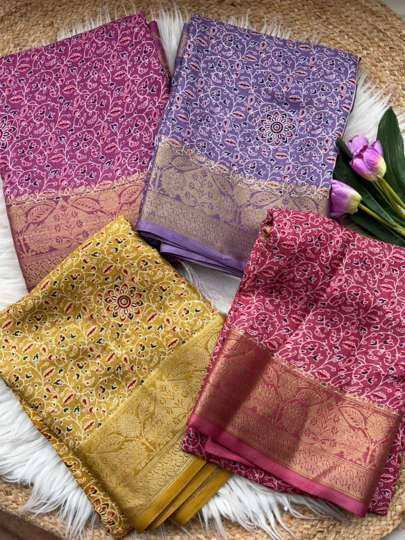 Splendorous Function Wear Silk Jacquard Weaving Border n Rich Pallu Fancy Saree With Blouse Piece