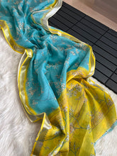 Load image into Gallery viewer, Traditional Function Wear Linen Cotton Print n Zari Border Fancy Saree With Blouse Piece
