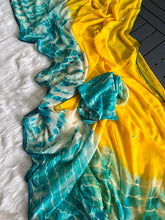 Load image into Gallery viewer, Graceful Party Wear Georgette Shibori Printed Foil Mirror Work Fancy Saree With Blouse Piece
