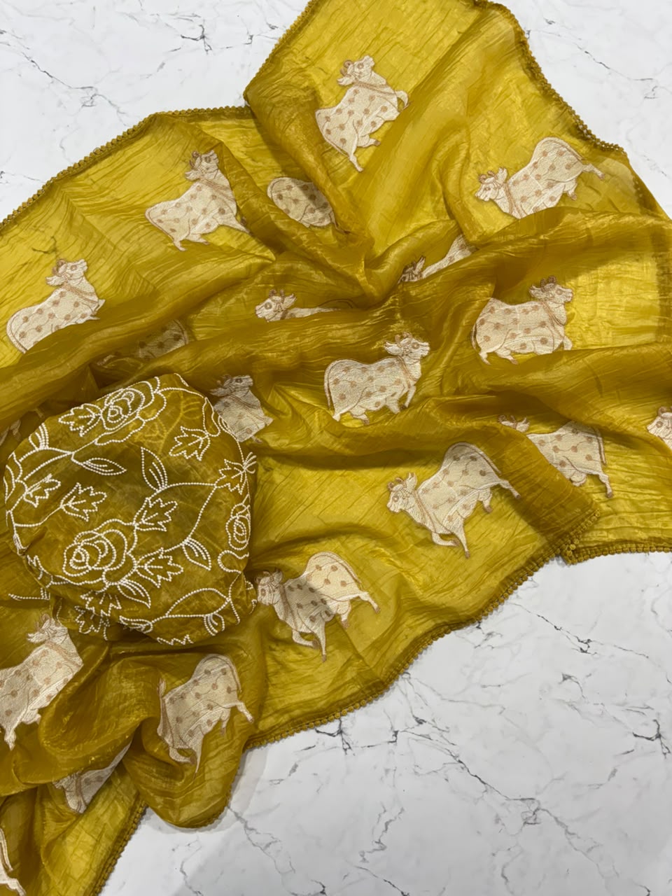 Delightful Festive Wear Silk Embroidery Work Fancy Designer Saree With Blouse Piece