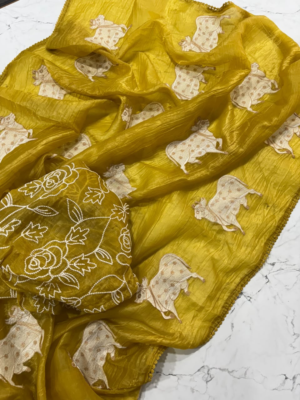 Delightful Festive Wear Silk Embroidery Work Fancy Designer Saree With Blouse Piece
