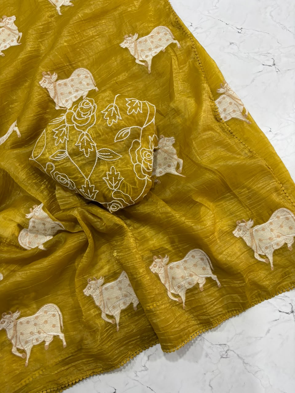 Delightful Festive Wear Silk Embroidery Work Fancy Designer Saree With Blouse Piece