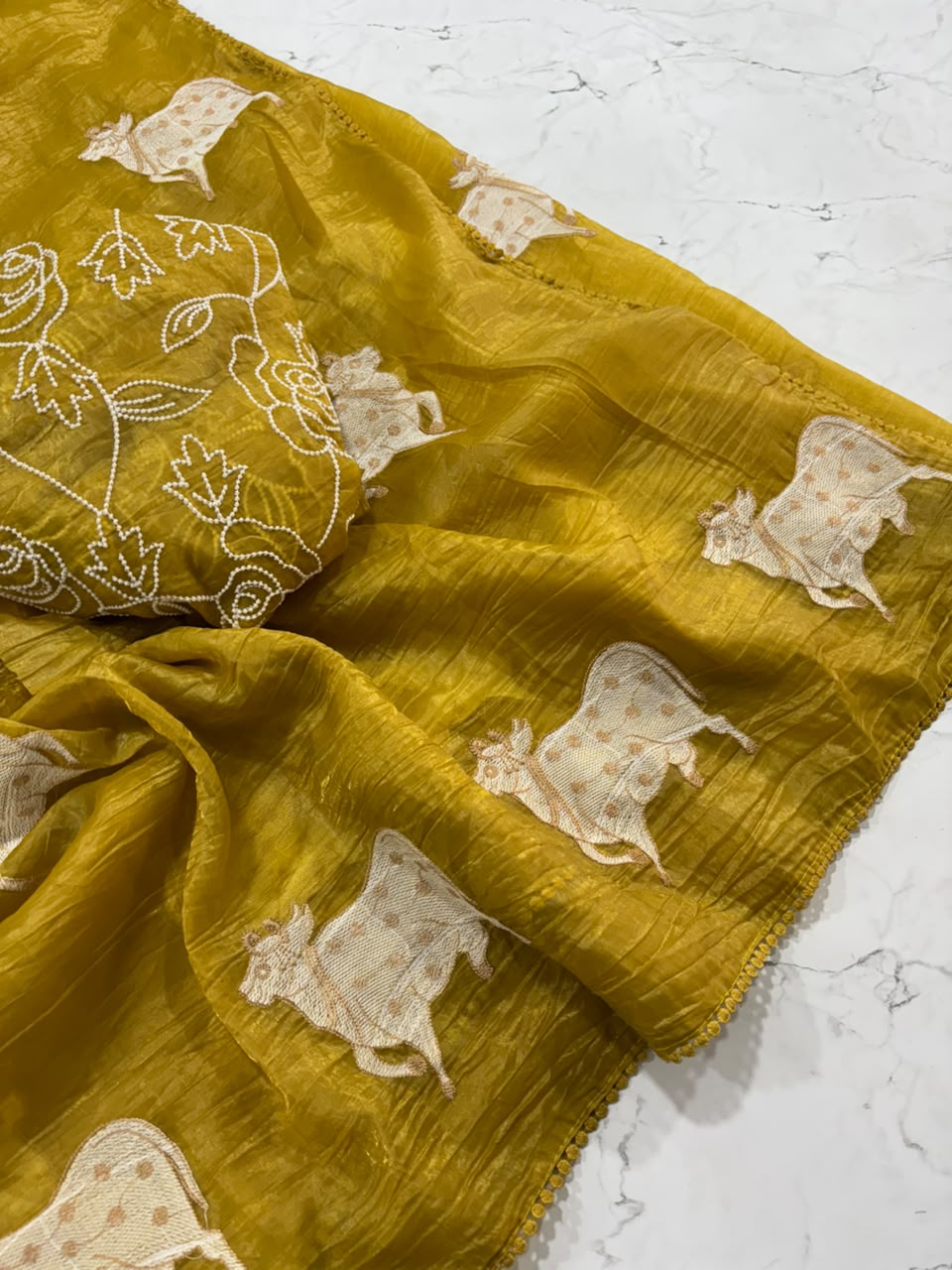 Delightful Festive Wear Silk Embroidery Work Fancy Designer Saree With Blouse Piece