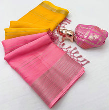 Load image into Gallery viewer, Delightful Festive Wear Tussar Silk Zari Weaving Border Fancy Saree With Blouse Piece
