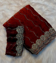 Load image into Gallery viewer, Adorable Party Wear Silk Embroidery Sequence n Beads Work Fancy Saree With Blouse Piece
