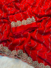 Load image into Gallery viewer, Adorable Party Wear Silk Embroidery Sequence n Beads Work Fancy Saree With Blouse Piece
