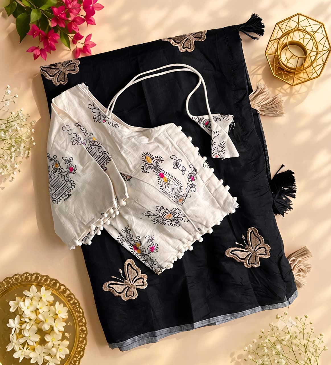 New Wedding Wear Chanderi Cotton Embroidery n Tussels Work Fancy Designer Saree With Stitched Blouse