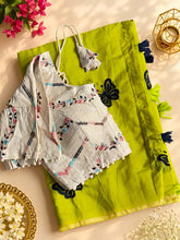 Load image into Gallery viewer, New Wedding Wear Chanderi Cotton Embroidery n Tussels Work Fancy Designer Saree With Stitched Blouse
