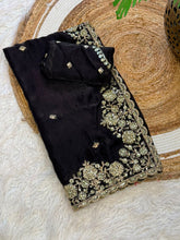 Load image into Gallery viewer, Luxuriant Wedding Wear Silk Embroidery Thread n Sequence Work Designer Saree For Occasion
