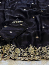 Load image into Gallery viewer, Luxuriant Wedding Wear Silk Embroidery Thread n Sequence Work Designer Saree For Occasion
