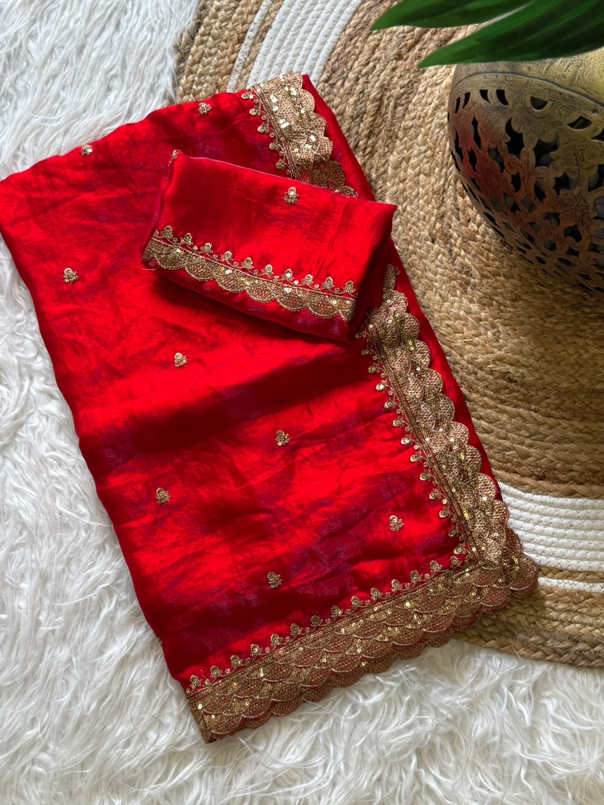 Marvellous Festive Wear Silk Embroidery n Sequence Work Designer Saree With Contrast Blouse Piece