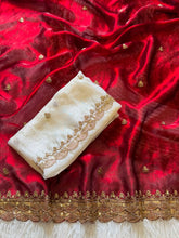 Load image into Gallery viewer, Marvellous Festive Wear Silk Embroidery n Sequence Work Designer Saree With Contrast Blouse Piece
