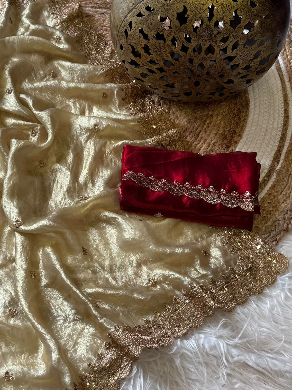 Marvellous Festive Wear Silk Embroidery n Sequence Work Designer Saree With Contrast Blouse Piece
