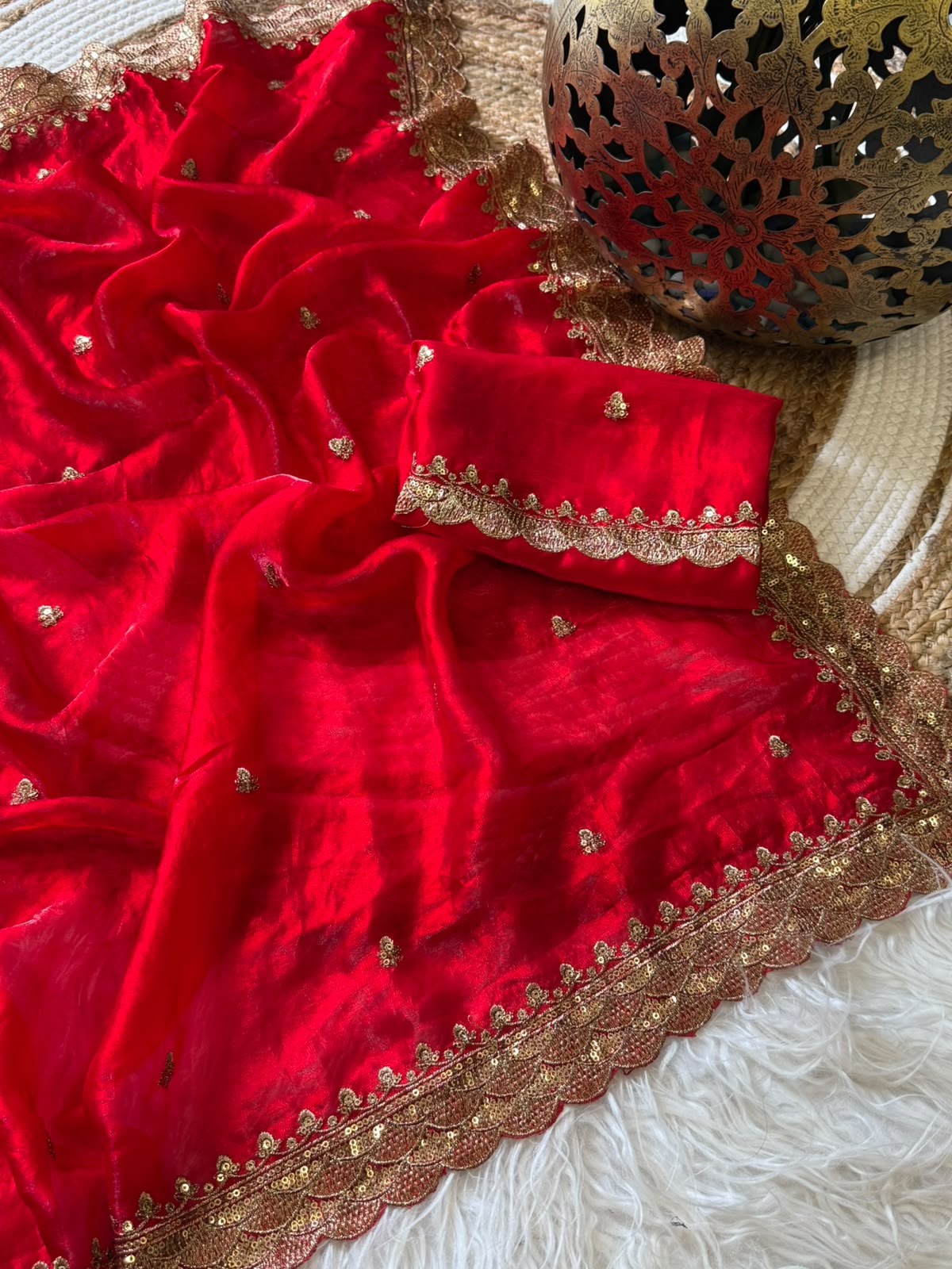 Marvellous Festive Wear Silk Embroidery n Sequence Work Designer Saree With Contrast Blouse Piece