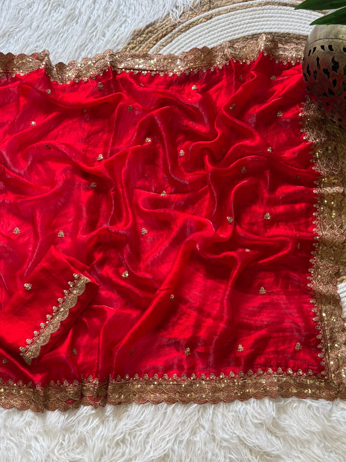 Marvellous Festive Wear Silk Embroidery n Sequence Work Designer Saree With Contrast Blouse Piece