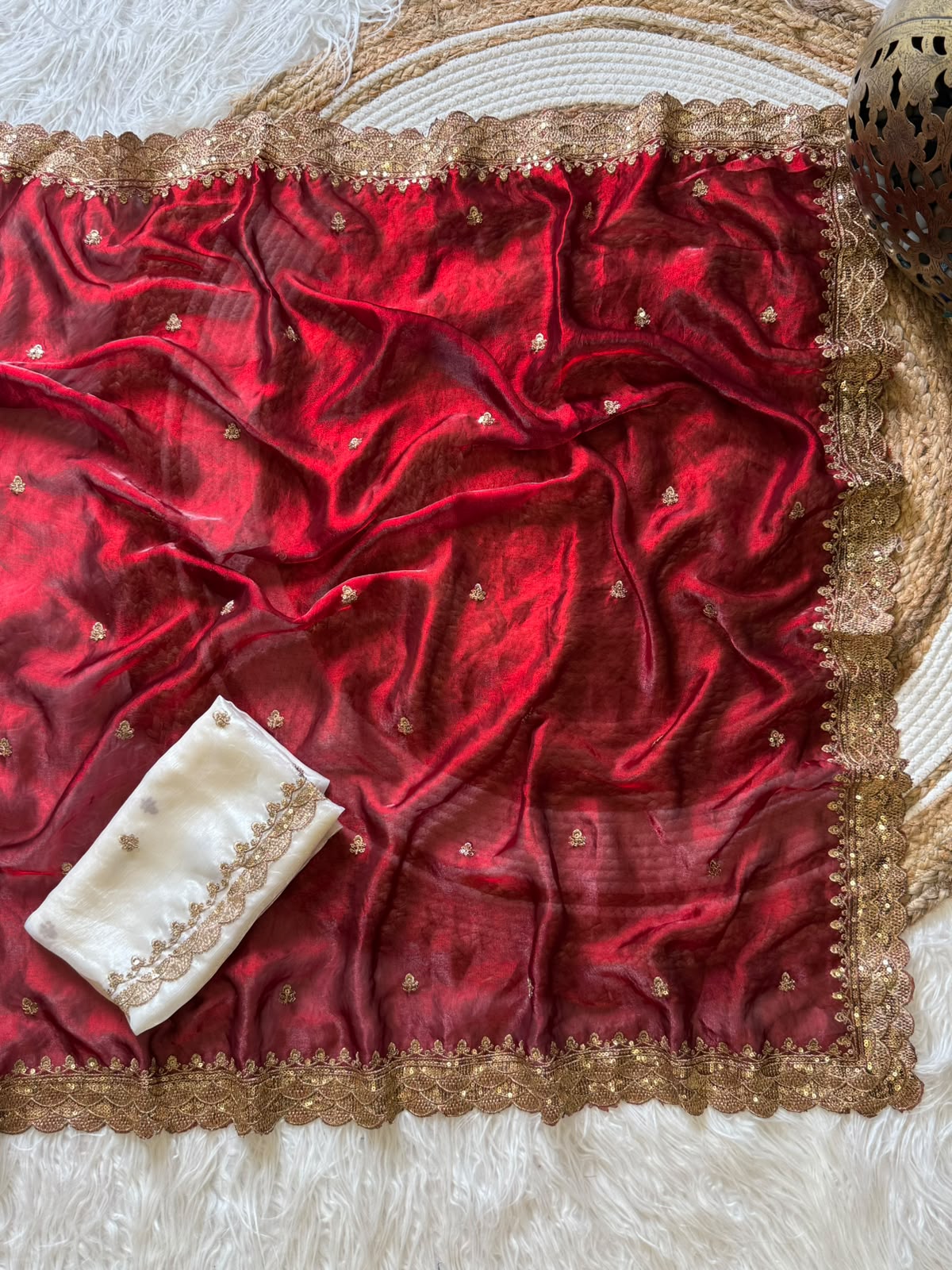 Marvellous Festive Wear Silk Embroidery n Sequence Work Designer Saree With Contrast Blouse Piece