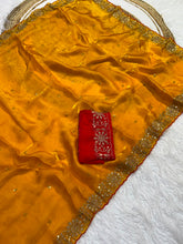 Load image into Gallery viewer, Incomparable Function Wear Silk Embroidery n Sequence Work Fancy Saree With Contrast Blouse Piece
