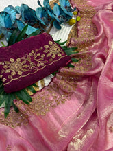 Load image into Gallery viewer, Incomparable Function Wear Silk Embroidery n Sequence Work Fancy Saree With Contrast Blouse Piece
