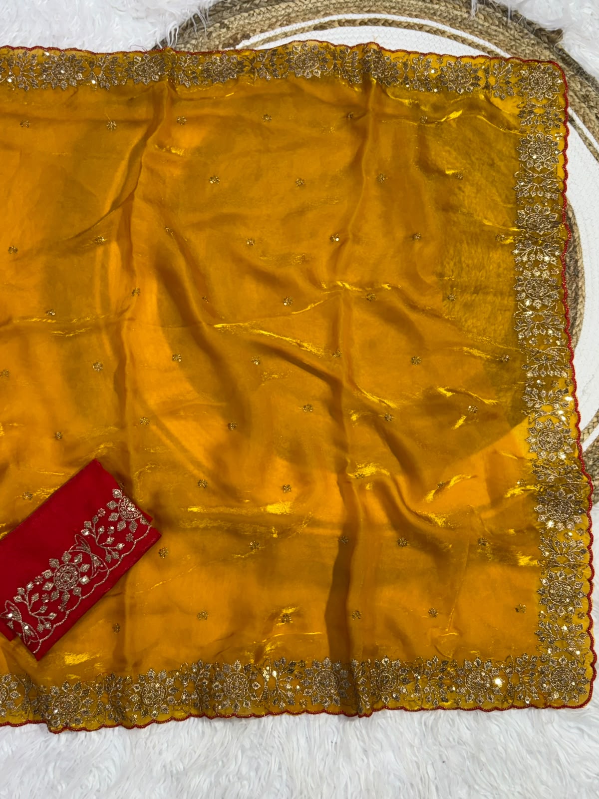 Incomparable Function Wear Silk Embroidery n Sequence Work Fancy Saree With Contrast Blouse Piece
