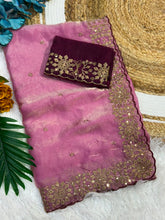 Load image into Gallery viewer, Incomparable Function Wear Silk Embroidery n Sequence Work Fancy Saree With Contrast Blouse Piece
