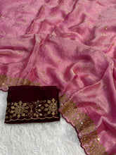 Load image into Gallery viewer, Incomparable Function Wear Silk Embroidery n Sequence Work Fancy Saree With Contrast Blouse Piece
