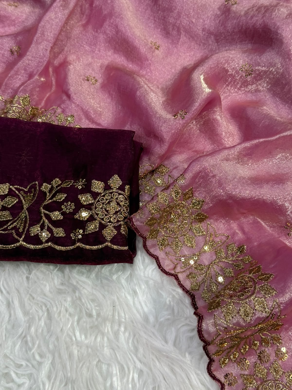 Incomparable Function Wear Silk Embroidery n Sequence Work Fancy Saree With Contrast Blouse Piece