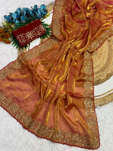 Load image into Gallery viewer, Incomparable Function Wear Silk Embroidery n Sequence Work Fancy Saree With Contrast Blouse Piece
