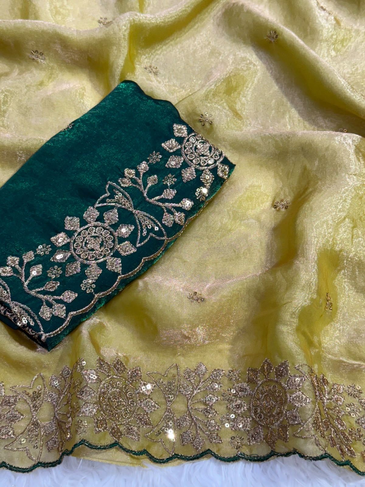 Incomparable Function Wear Silk Embroidery n Sequence Work Fancy Saree With Contrast Blouse Piece