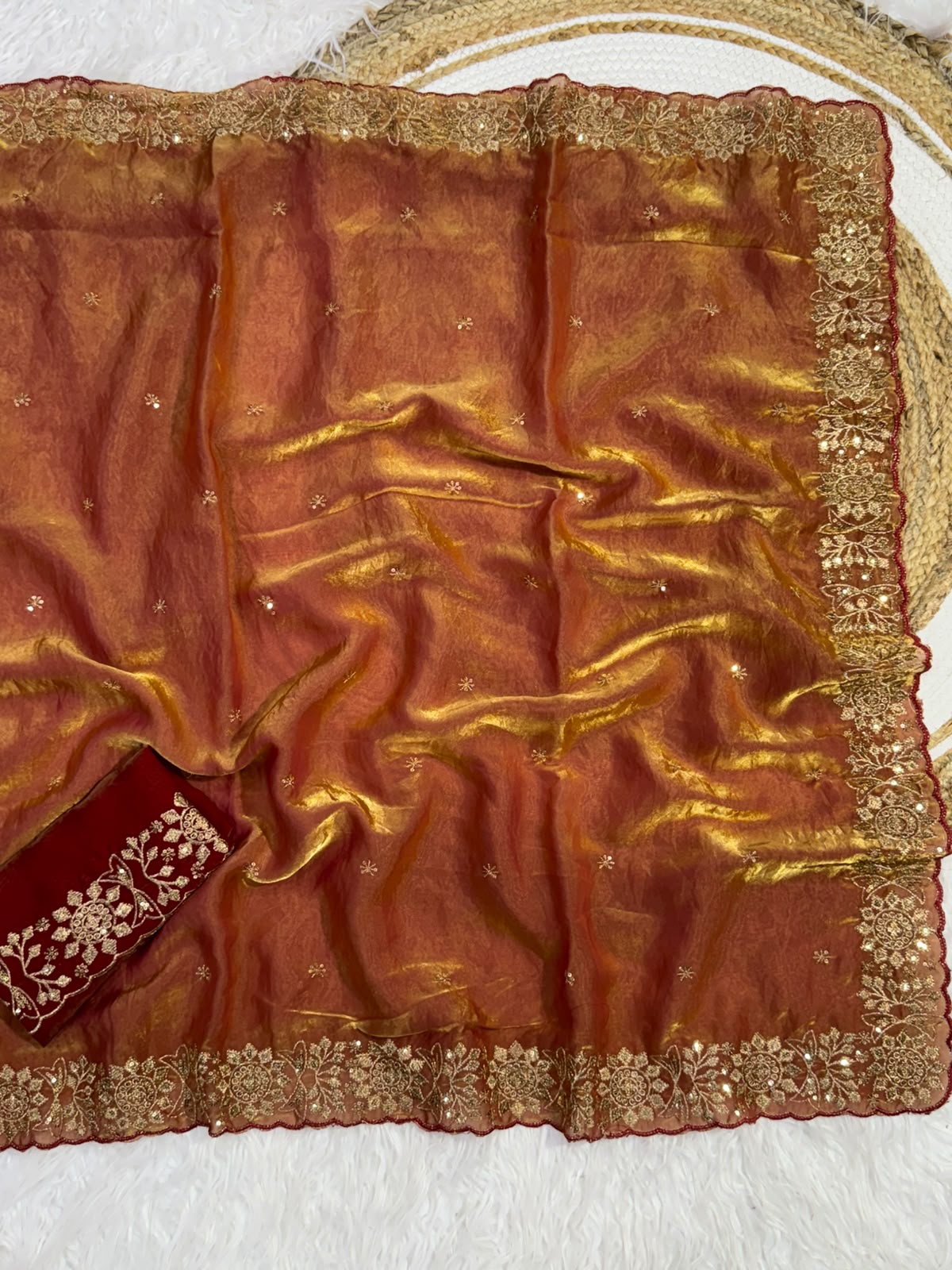 Incomparable Function Wear Silk Embroidery n Sequence Work Fancy Saree With Contrast Blouse Piece