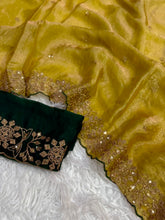 Load image into Gallery viewer, Incomparable Function Wear Silk Embroidery n Sequence Work Fancy Saree With Contrast Blouse Piece
