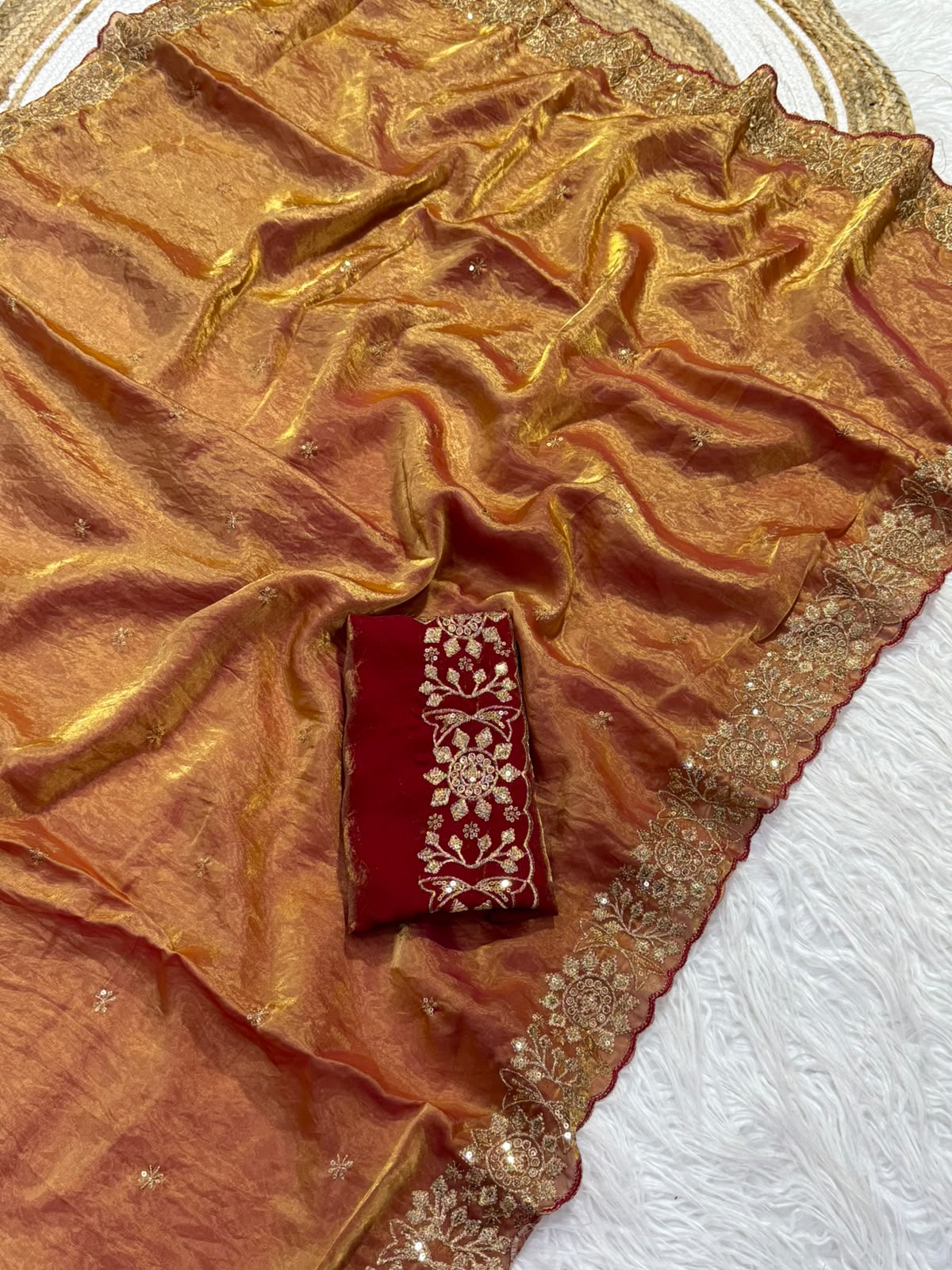 Incomparable Function Wear Silk Embroidery n Sequence Work Fancy Saree With Contrast Blouse Piece