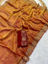 Load image into Gallery viewer, Incomparable Function Wear Silk Embroidery n Sequence Work Fancy Saree With Contrast Blouse Piece
