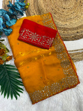 Load image into Gallery viewer, Incomparable Function Wear Silk Embroidery n Sequence Work Fancy Saree With Contrast Blouse Piece
