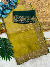 Load image into Gallery viewer, Incomparable Function Wear Silk Embroidery n Sequence Work Fancy Saree With Contrast Blouse Piece
