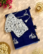 Load image into Gallery viewer, New Chanderi Cotton Embroidery n Tussels Work Fancy Designer Festive Wear Saree With Stitched Blouse
