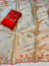 Load image into Gallery viewer, Delightful Festive Wear Silk Embroidery n Sequence Work Fancy Saree With Blissful Blouse Piece
