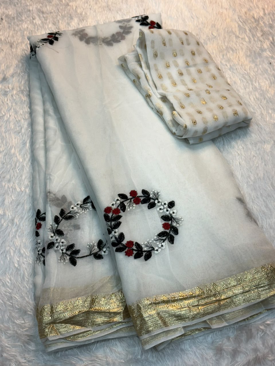 Redolent Party Wear Pure Viscose Silk Embroidery Work n Rich Pallu Fancy Saree With Blissful Blouse Piece