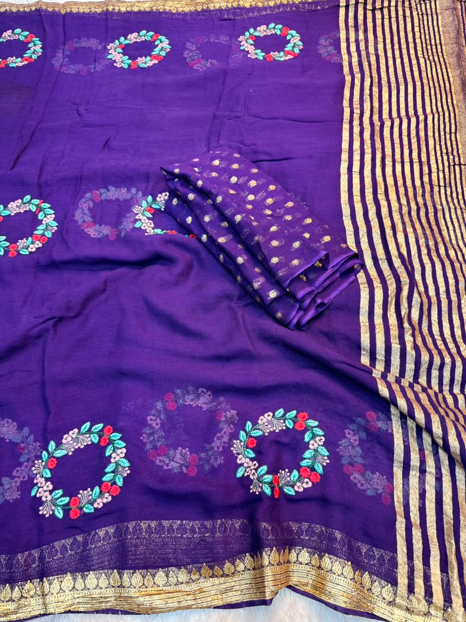 Redolent Party Wear Pure Viscose Silk Embroidery Work n Rich Pallu Fancy Saree With Blissful Blouse Piece