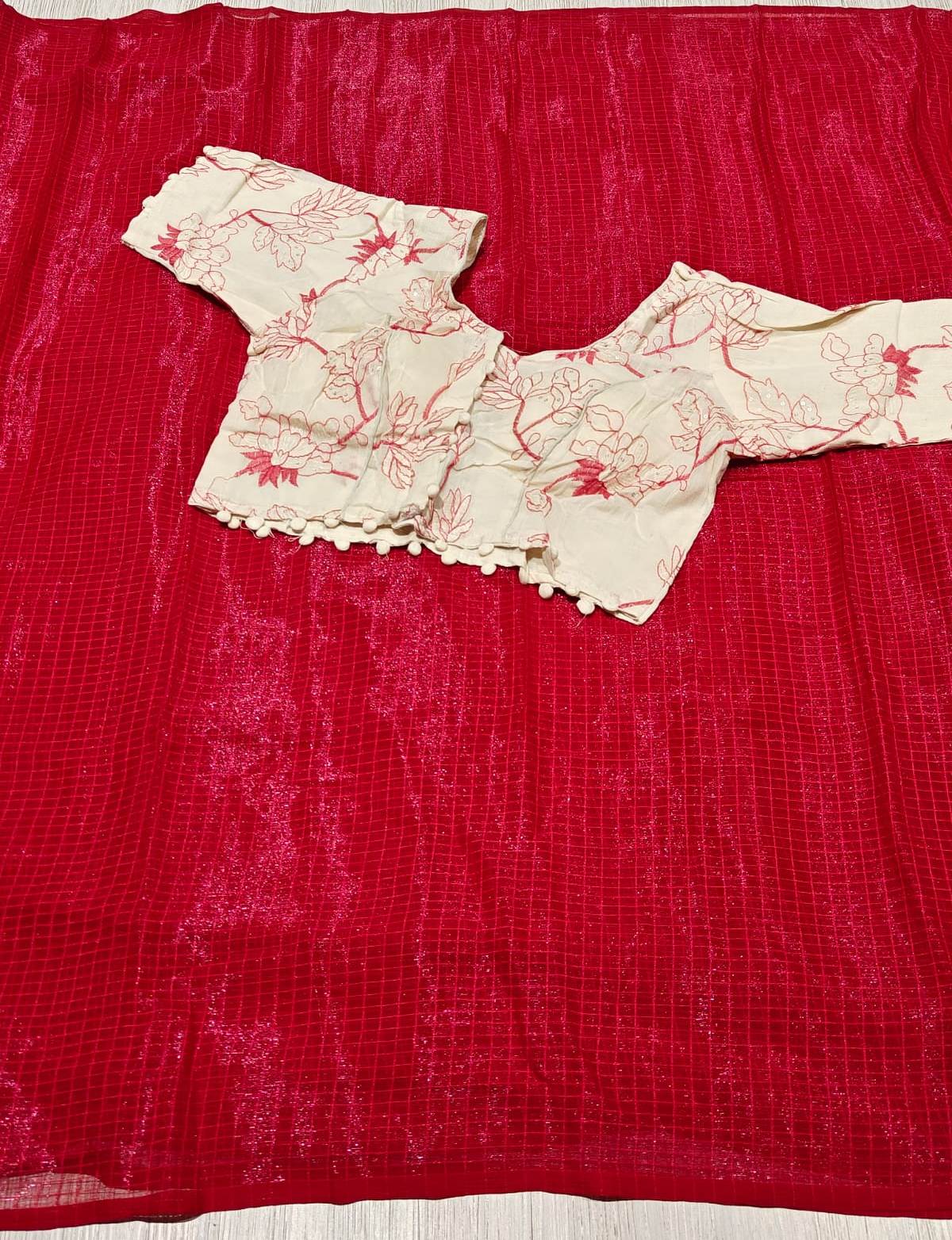 New Festive Wear Kotadoriya Fancy Saree With Stitched Blouse