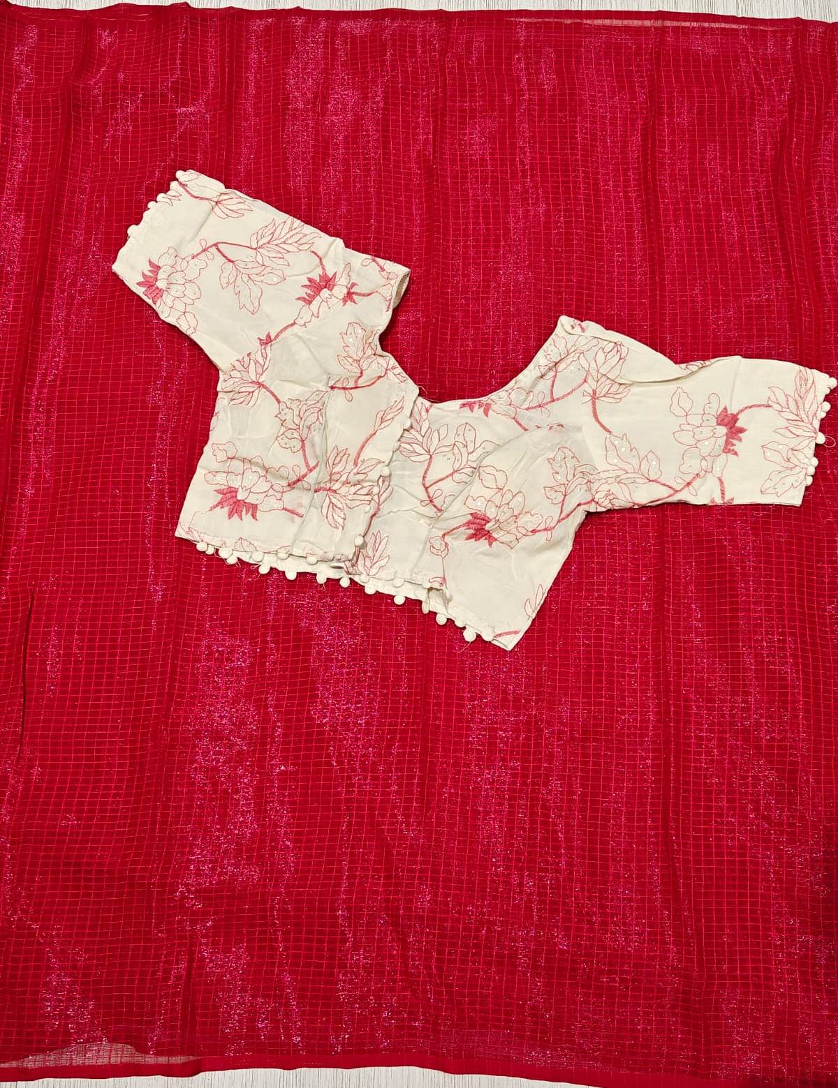 New Festive Wear Kotadoriya Fancy Saree With Stitched Blouse
