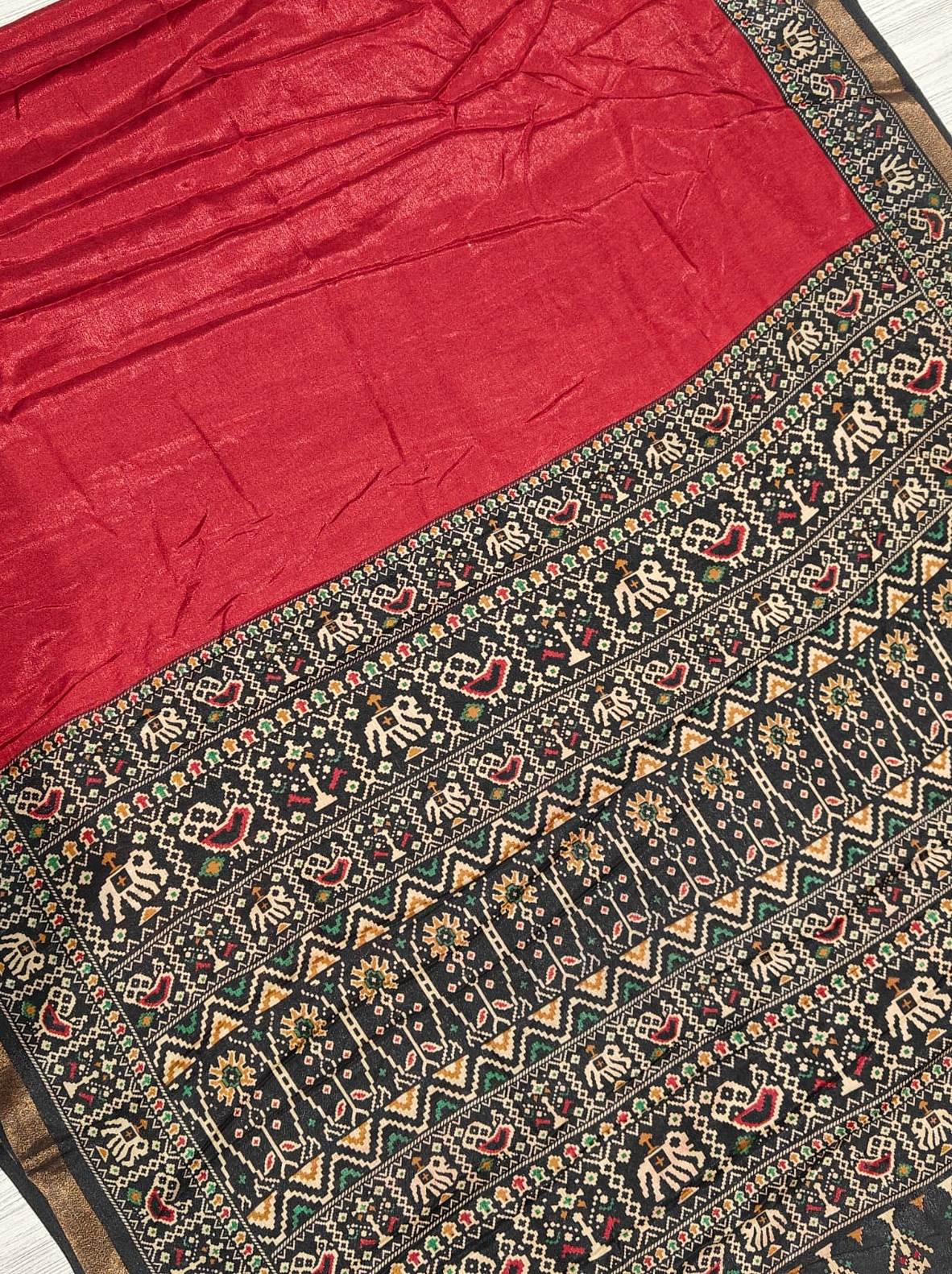 New Party Wear Dola Silk Print Design Saree With Blouse Piece