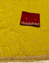 Load image into Gallery viewer, New Function Wear Crush Silk Embroidery Work Designer Saree With Blouse Piece
