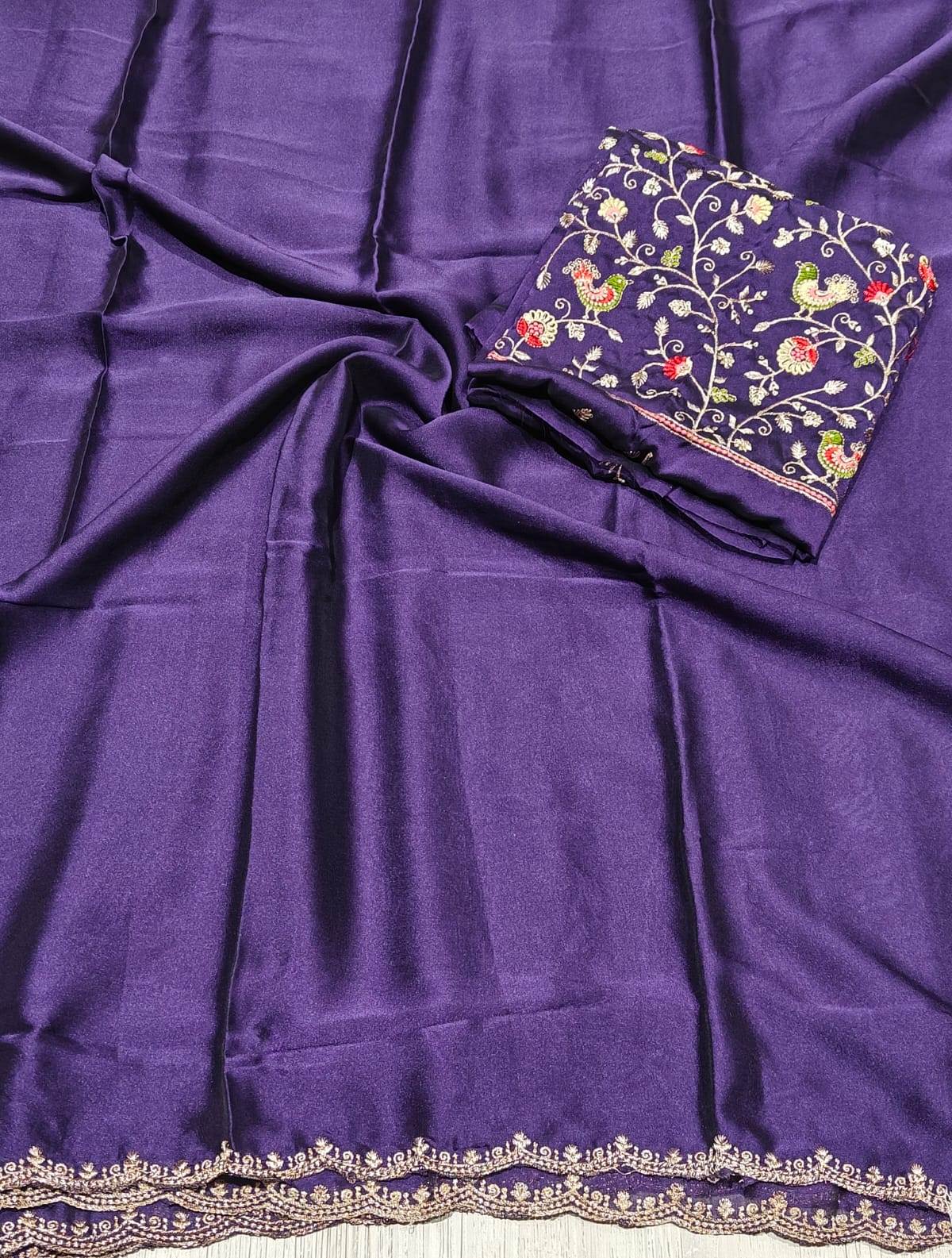 New Wedding Wear Soft Rangoli Silk Embroidery Work Saree With Blouse Piece
