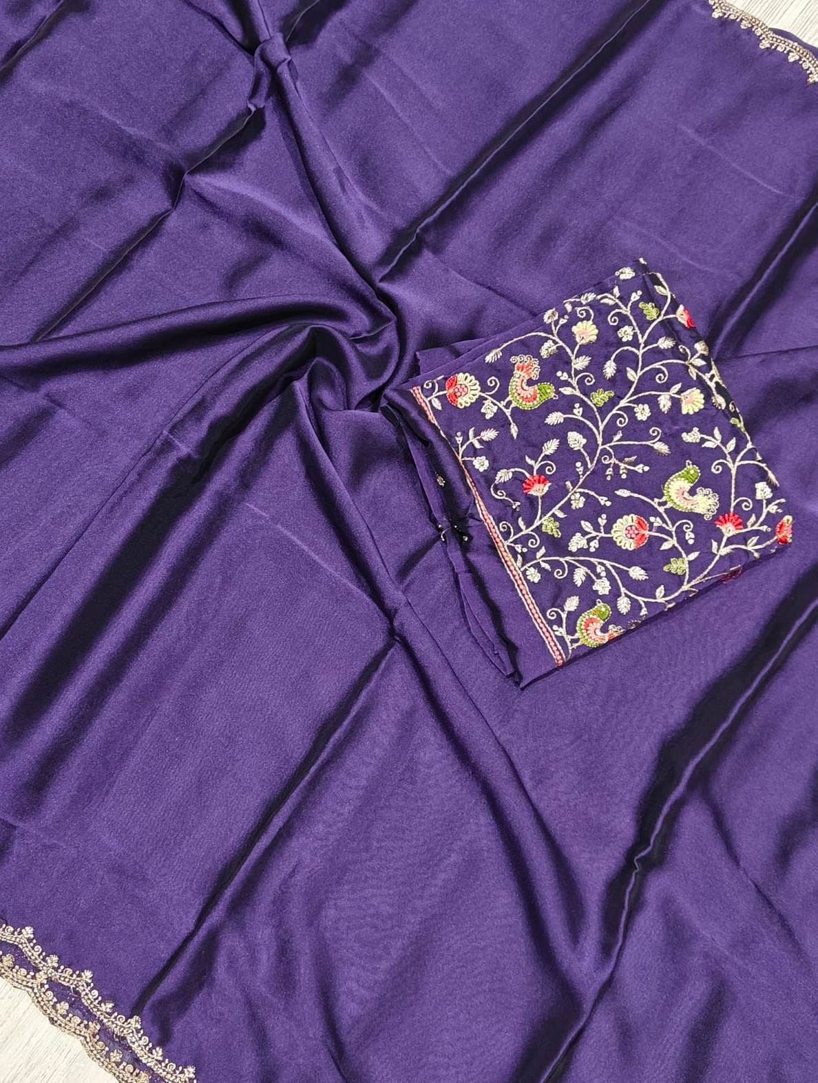 New Wedding Wear Soft Rangoli Silk Embroidery Work Saree With Blouse Piece