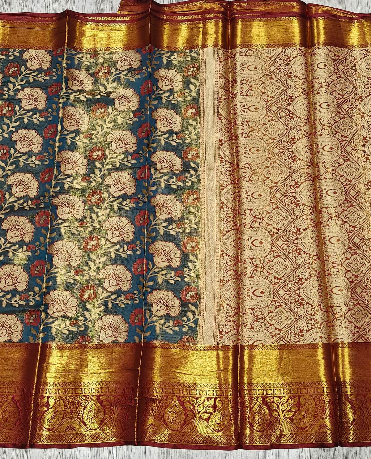 Traditional Wedding Wear Kanjivaram Silk Pure Zari Weaving with  Designer Saree