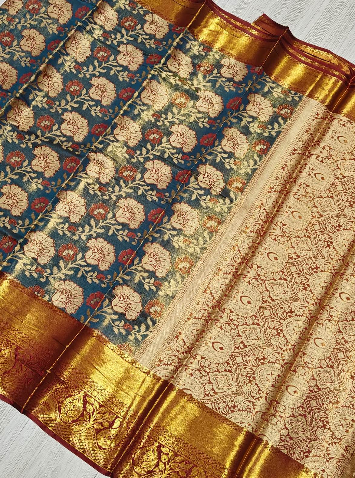 Traditional Wedding Wear Kanjivaram Silk Pure Zari Weaving with  Designer Saree