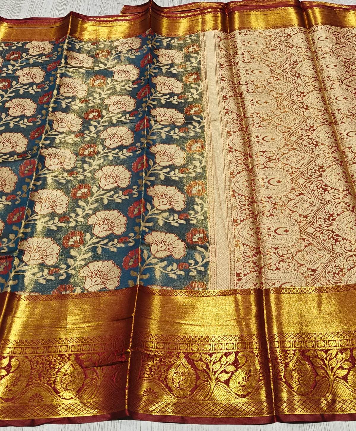 Traditional Wedding Wear Kanjivaram Silk Pure Zari Weaving with  Designer Saree