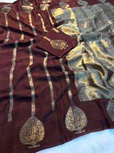 Load image into Gallery viewer, Adorning Wedding Wear Pure Viscose Dola Silk Jacquard Zari Weaving Work Fancy Designer Saree For Ocassion

