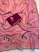Load image into Gallery viewer, Gorgeous Function Wear Soft Rangoli Silk Embroidery Work Fancy Saree With Blissful Blouse piece
