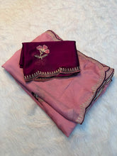 Load image into Gallery viewer, Gorgeous Function Wear Soft Rangoli Silk Embroidery Work Fancy Saree With Blissful Blouse piece
